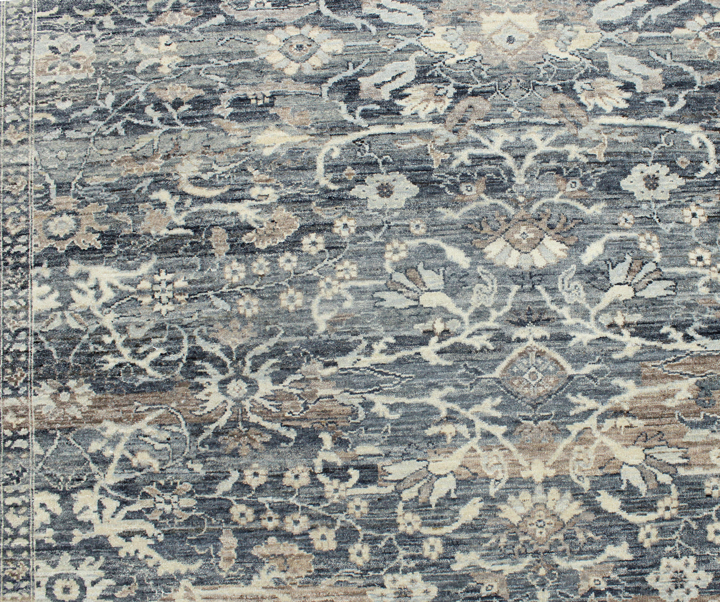 Charcoal Ivory, Pure Wool Traditional Handknotted 9.0x12.0Ft 275x365Cms Area Rug