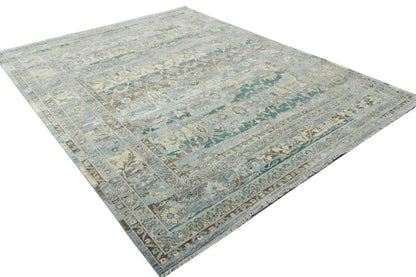 Grey Beige Multy, Pure Wool Traditional Handknotted 8.11x12.0Ft 272x365Cms Area Rug