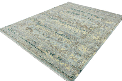 Grey Beige Multy, Pure Wool Traditional Handknotted 8.11x12.0Ft 272x365Cms Area Rug