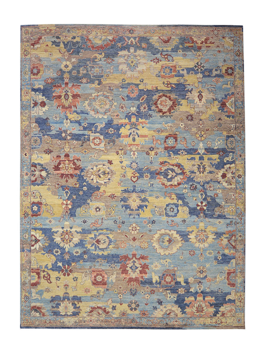 Multy Pure Wool Transitional Handknotted 8.10x12.0ft 270x367Cms Area Rug