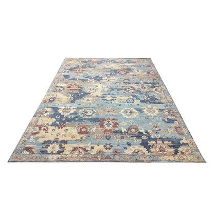 L. Blue Multy, Pure Wool Transitional Agra Handknotted 8.10x12.0ft 270x367Cms Area Rug