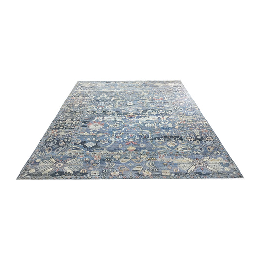 Blue Silver Multy, Pure Wool Traditional Handknotted 9.0x12.0Ft 275x365Cms Area Rug