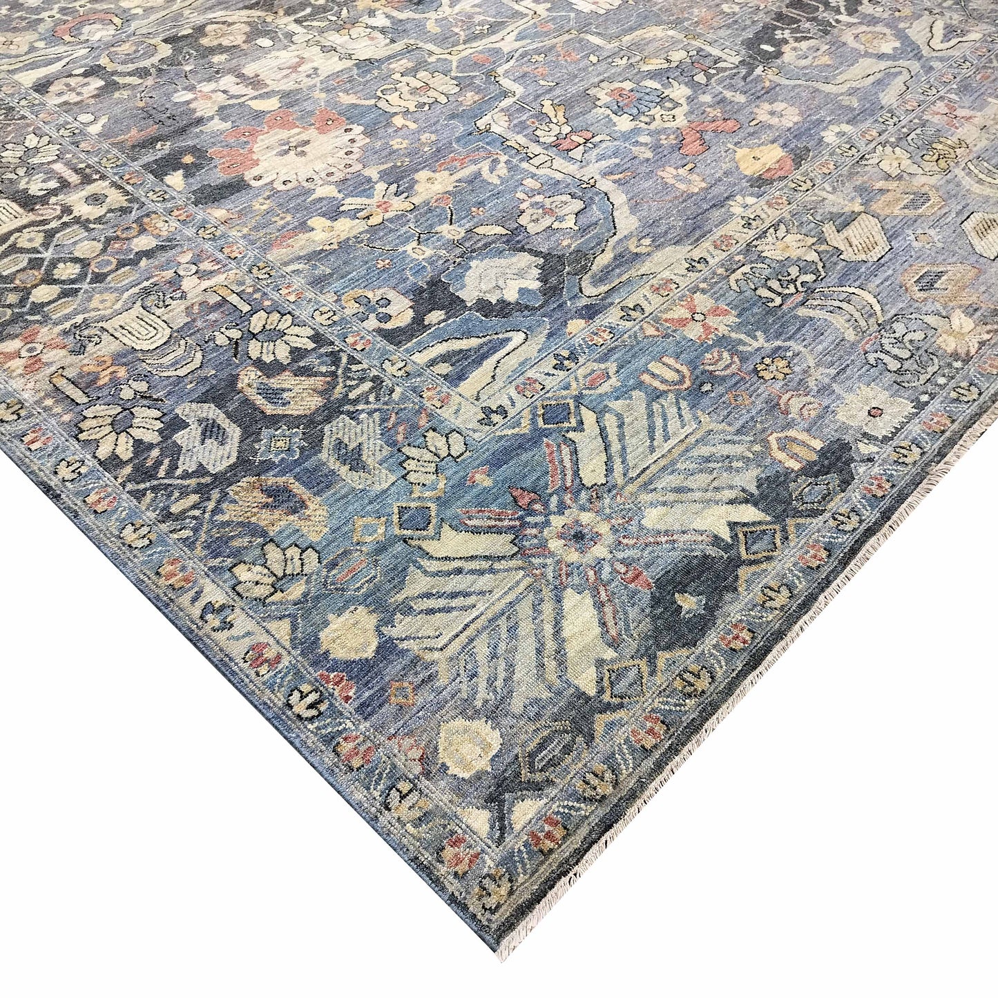 Blue Silver Multy, Pure Wool Traditional Handknotted 9.0x12.0Ft 275x365Cms Area Rug