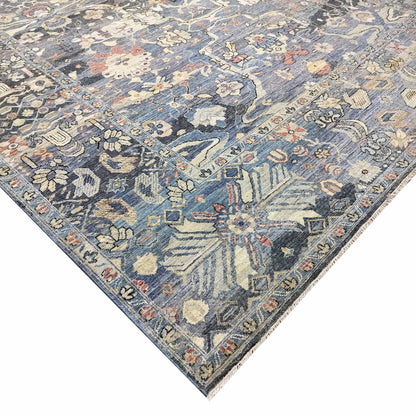 Blue Silver Multy, Pure Wool Traditional Handknotted 9.0x12.0Ft 275x365Cms Area Rug