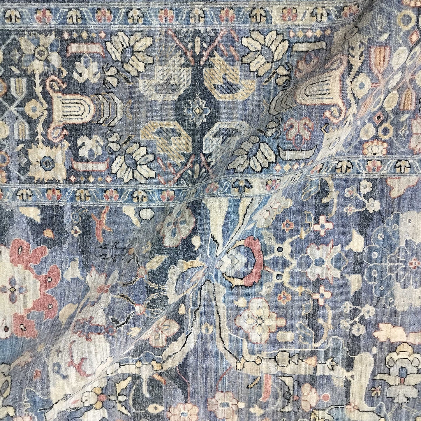 Blue Silver Multy, Pure Wool Traditional Handknotted 9.0x12.0Ft 275x365Cms Area Rug