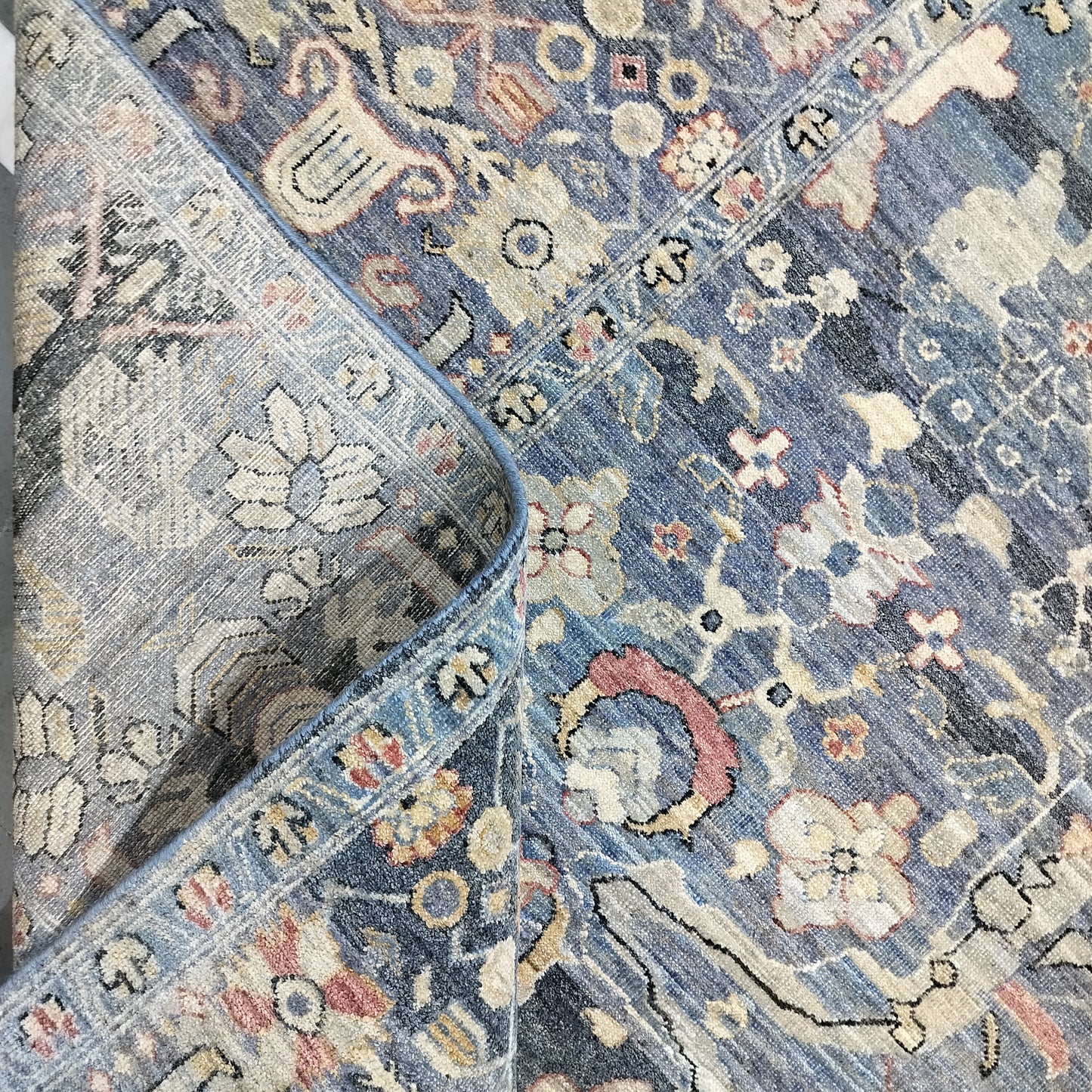 Blue Silver Multy, Pure Wool Traditional Handknotted 9.0x12.0Ft 275x365Cms Area Rug