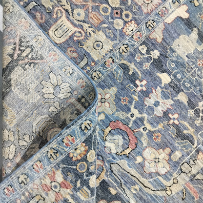 Blue Silver Multy, Pure Wool Traditional Handknotted 9.0x12.0Ft 275x365Cms Area Rug