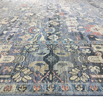 Blue Silver Multy, Pure Wool Traditional Handknotted 9.0x12.0Ft 275x365Cms Area Rug