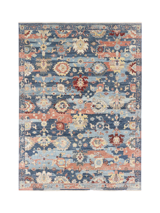L. Blue Rust, Pure Wool Traditional Handknotted 8.10x12.0Ft 267x365Cms Area Rug