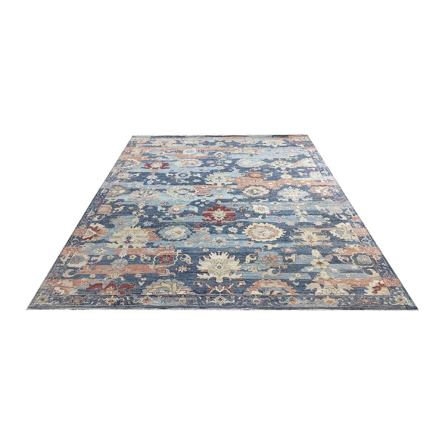 L. Blue Rust, Pure Wool Traditional Handknotted 8.10x12.0Ft 267x365Cms Area Rug