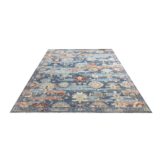 L. Blue Rust, Pure Wool Traditional Handknotted 8.10x12.0Ft 267x365Cms Area Rug
