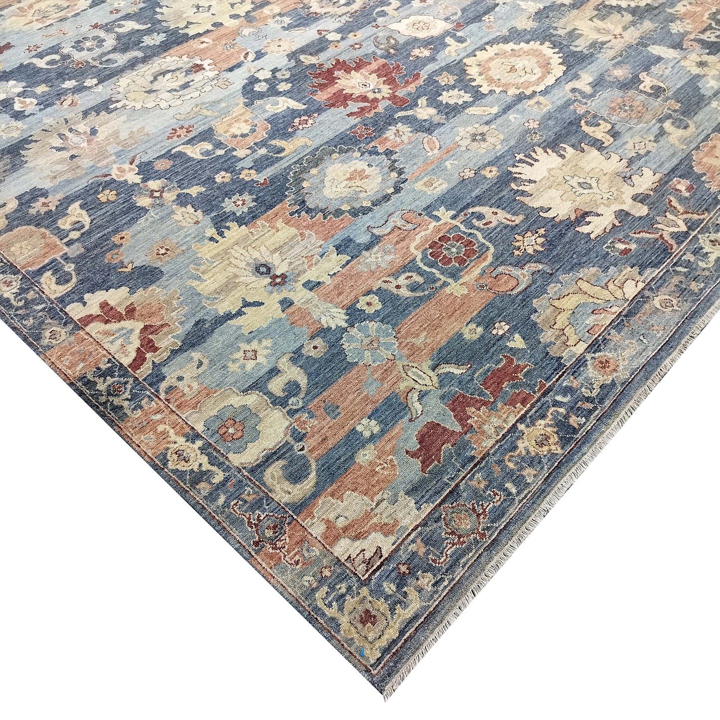 L. Blue Rust, Pure Wool Traditional Handknotted 8.10x12.0Ft 267x365Cms Area Rug