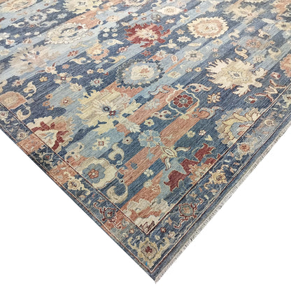L. Blue Rust, Pure Wool Traditional Handknotted 8.10x12.0Ft 267x365Cms Area Rug