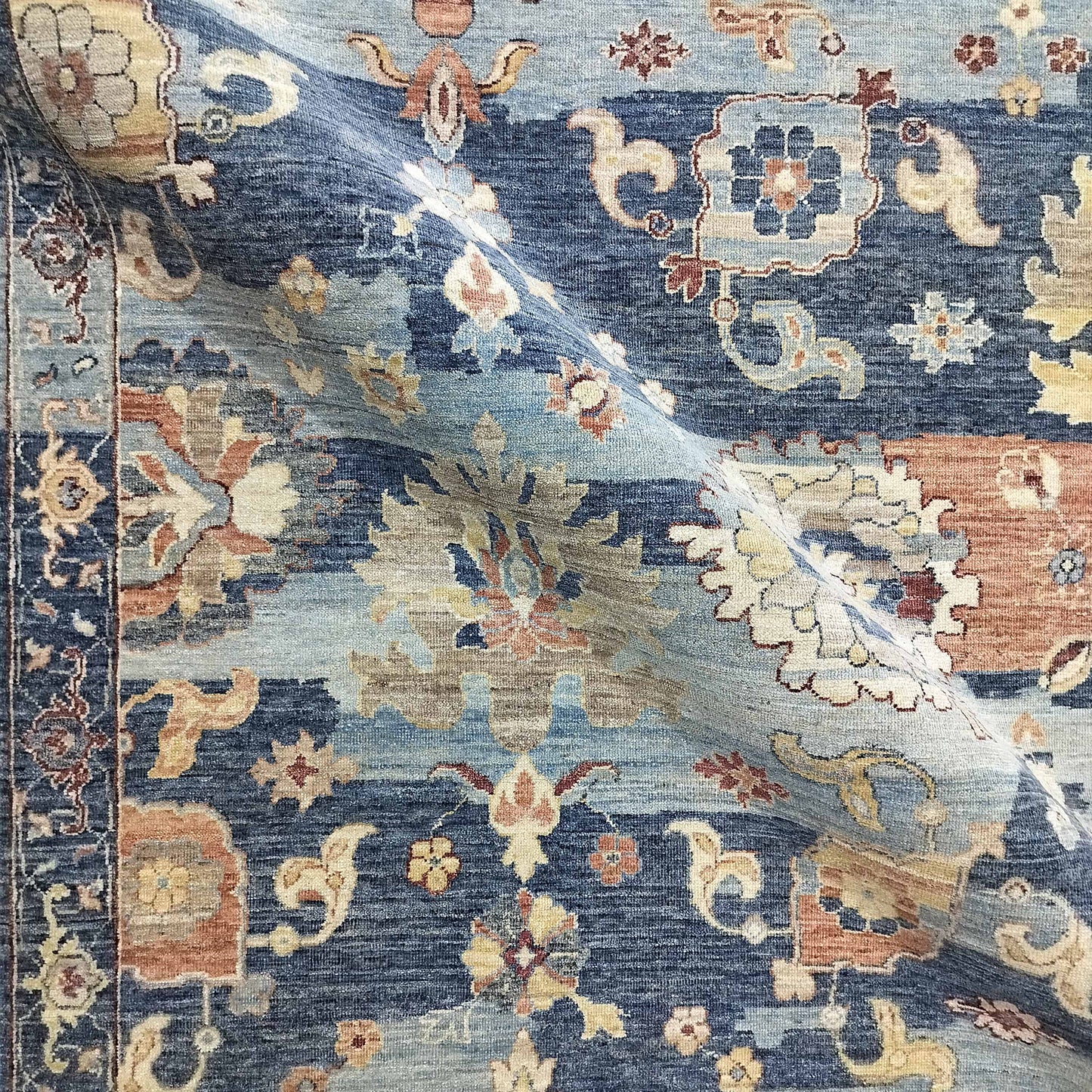 L. Blue Rust, Pure Wool Traditional Handknotted 8.10x12.0Ft 267x365Cms Area Rug