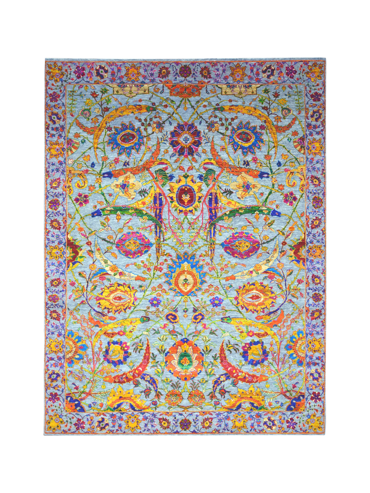 Gold Multy, Pure Wool Traditional Handknotted 9.0x12.1Ft 275x368Cms Area Rug