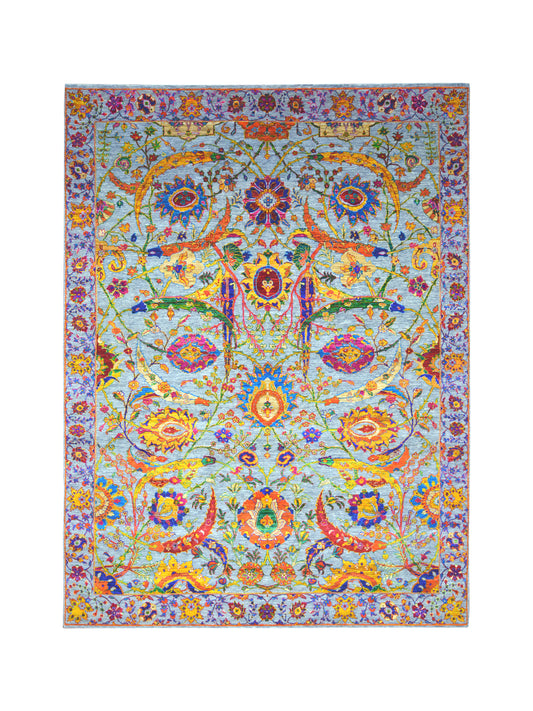 Gold Multy, Pure Wool Traditional Handknotted 9.0x12.1Ft 275x368Cms Area Rug