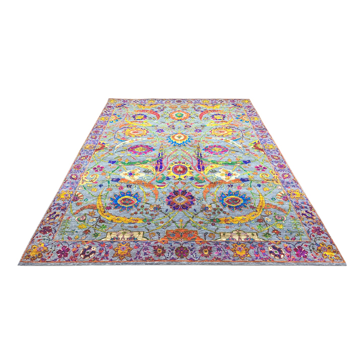 Gold Multy, Pure Wool Traditional Handknotted 9.0x12.1Ft 275x368Cms Area Rug