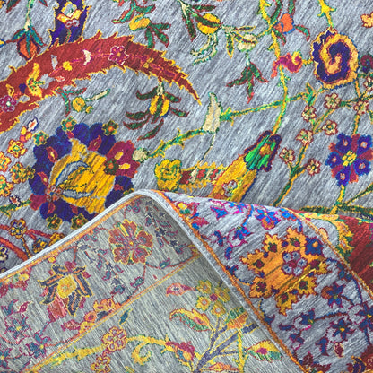 Gold Multy, Pure Wool Traditional Handknotted 9.0x12.1Ft 275x368Cms Area Rug