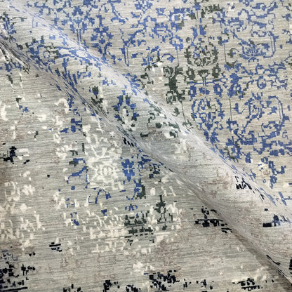 Grey, Blue, Black and Ivory Pure Wool Transitional Handknotted 8.1x9.11ft 247x302Cms Area Rug