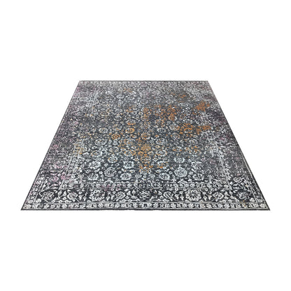 Black, Rust, Ivory and Pink Silk Wool Transitional Handknotted 7.11x10.2ft 243x311Cms Area Rug