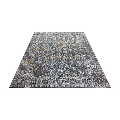 Black, Rust, Ivory and Pink Silk Wool Transitional Handknotted 7.11x10.2ft 243x311Cms Area Rug