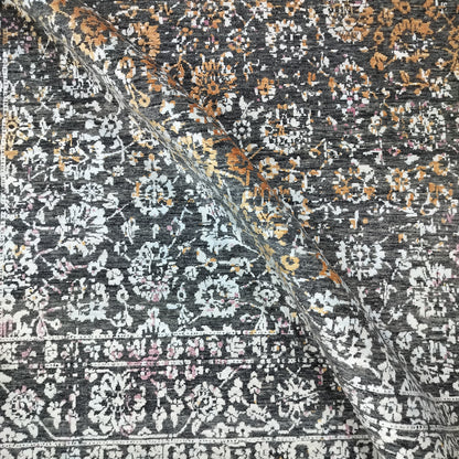 Black, Rust, Ivory and Pink Silk Wool Transitional Handknotted 7.11x10.2ft 243x311Cms Area Rug