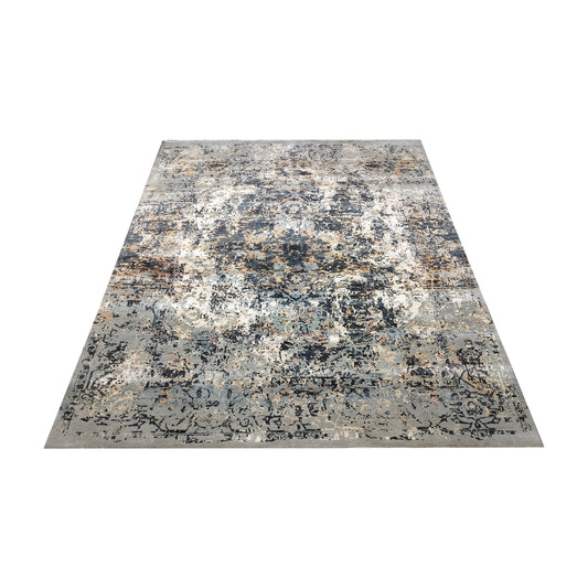 Grey Rust, Orange, Black and Ivory Pure Wool Transitional Handknotted 8.1x10ft 247x304Cms Area Rug