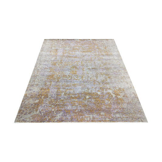 Grey, Rust, L Purple and Ivory Pure Wool Transitional Handknotted 7.11x9.9ft 242x297Cms Area Rug