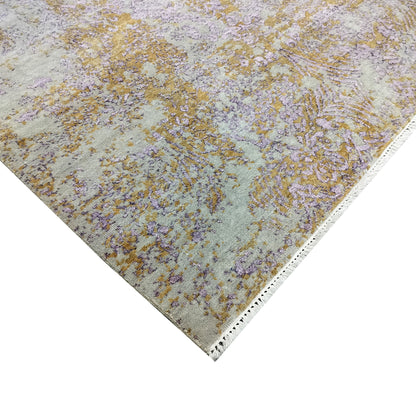 Grey, Rust, L Purple and Ivory Pure Wool Transitional Handknotted 7.11x9.9ft 242x297Cms Area Rug