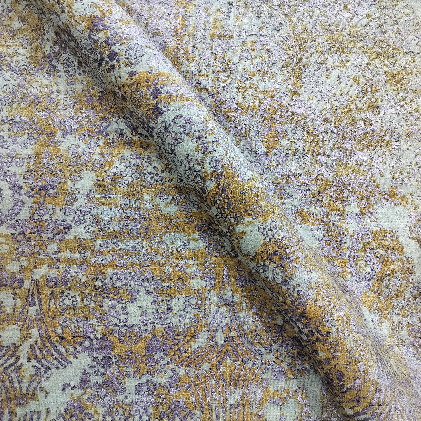 Grey, Rust, L Purple and Ivory Pure Wool Transitional Handknotted 7.11x9.9ft 242x297Cms Area Rug