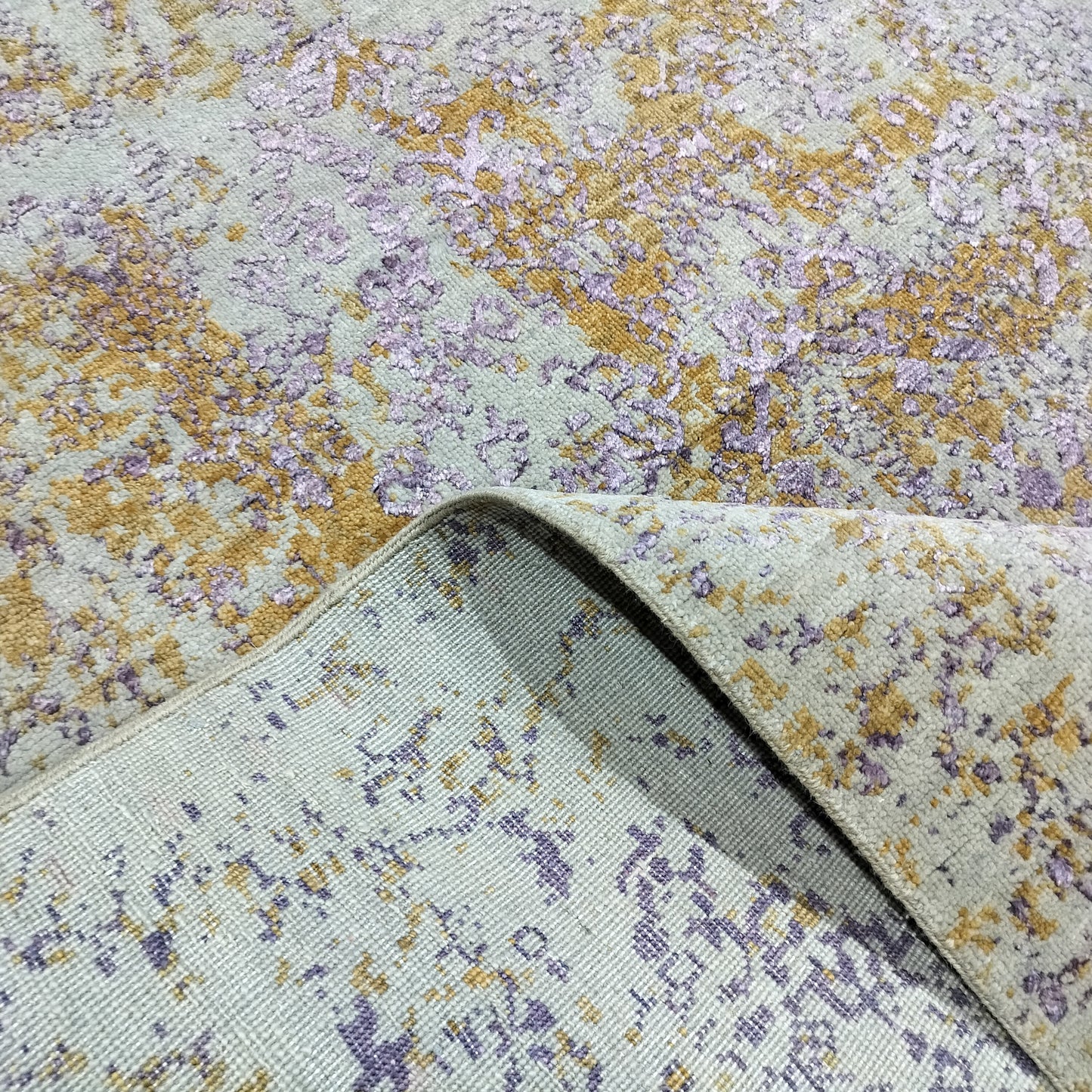 Grey, Rust, L Purple and Ivory Pure Wool Transitional Handknotted 7.11x9.9ft 242x297Cms Area Rug