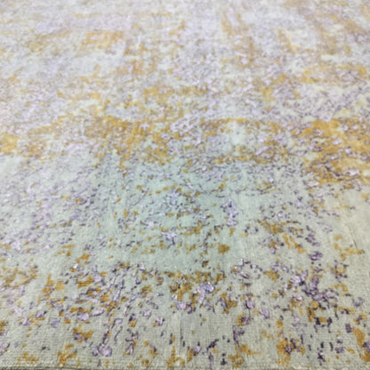 Grey, Rust, L Purple and Ivory Pure Wool Transitional Handknotted 7.11x9.9ft 242x297Cms Area Rug