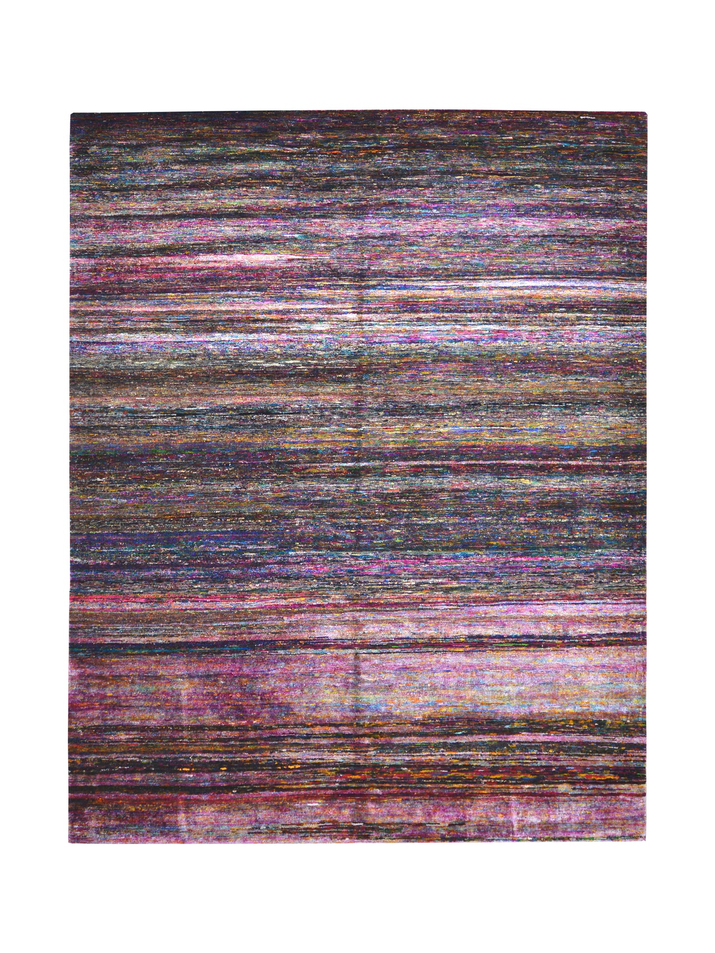 Pink Multy Abrash Sari Silk Modern textured Handknotted Area Rug