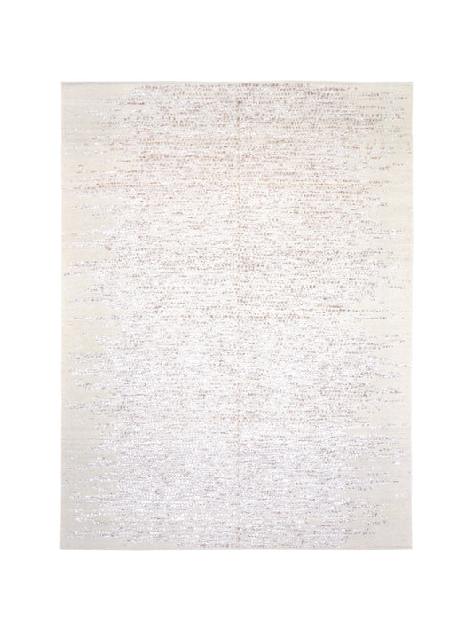 Beige and Camel Modern Japandi Viscose and Carved Wool Textured Handknotted Area Rug