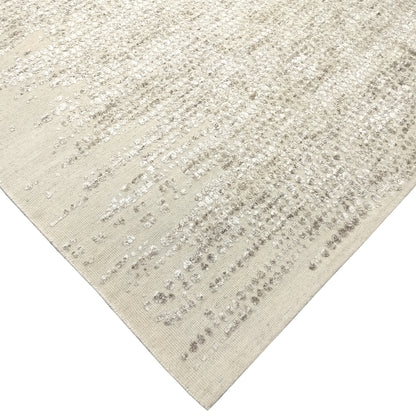 Beige and Camel Modern Japandi Viscose and Carved Wool Textured Handknotted Area Rug