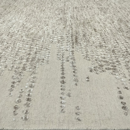 Beige and Camel Modern Japandi Viscose and Carved Wool Textured Handknotted Area Rug