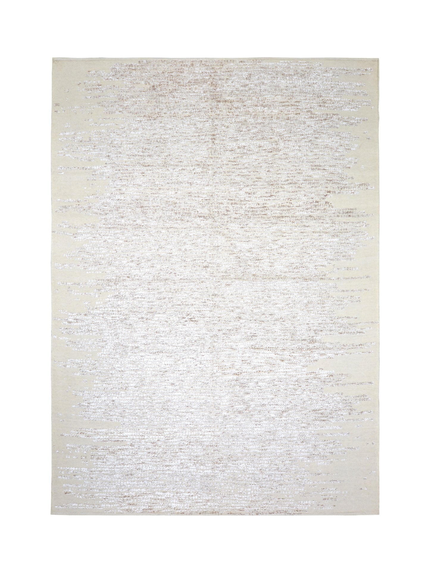 Beige and Camel Modern Japandi Viscose and Carved Wool Textured Handknotted Area Rug