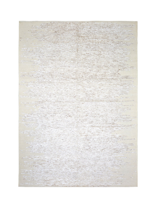 Beige and Camel Modern Japandi Viscose and Carved Wool Textured Handknotted Area Rug