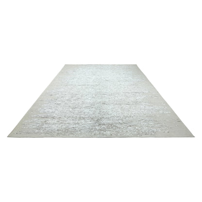 Beige and Camel Modern Japandi Viscose and Carved Wool Textured Handknotted Area Rug