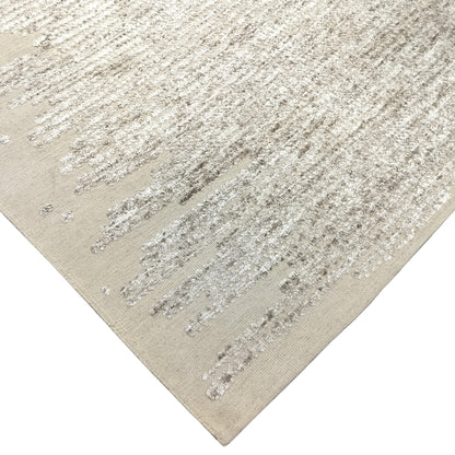 Beige and Camel Modern Japandi Viscose and Carved Wool Textured Handknotted Area Rug