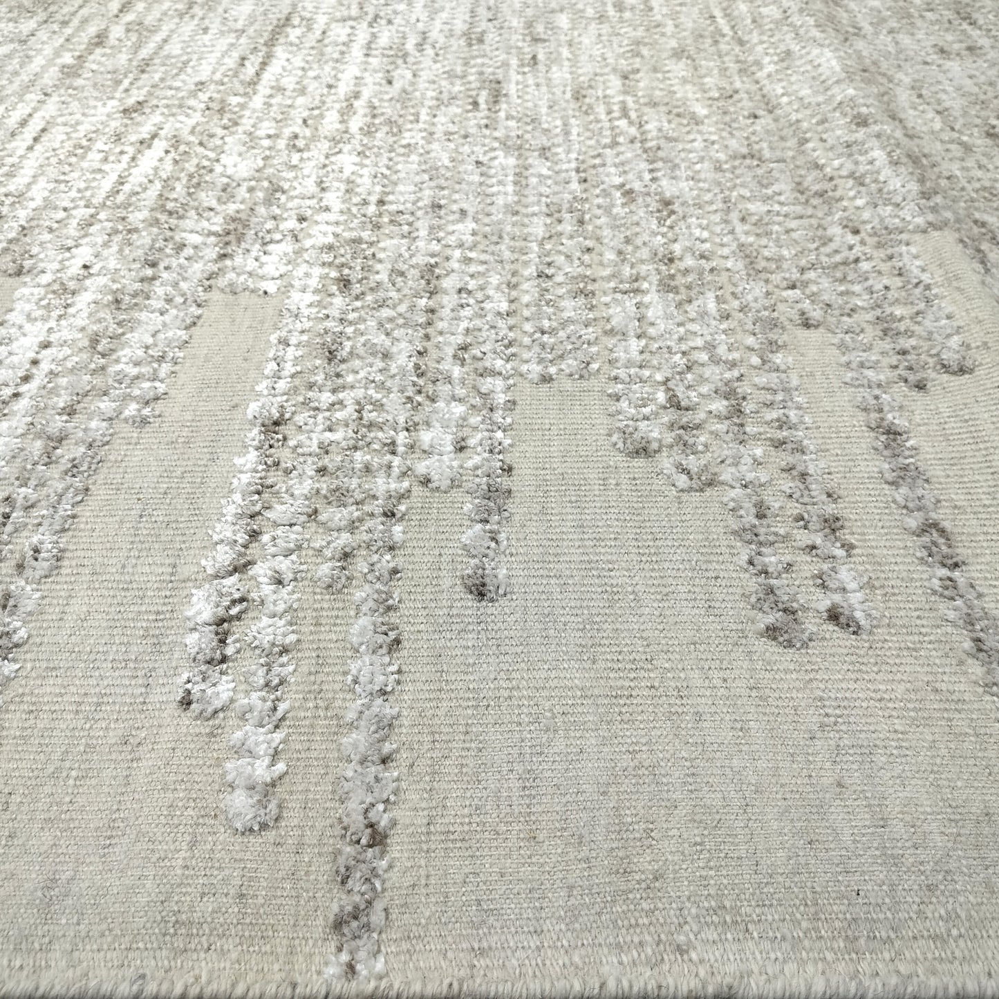 Beige and Camel Modern Japandi Viscose and Carved Wool Textured Handknotted Area Rug