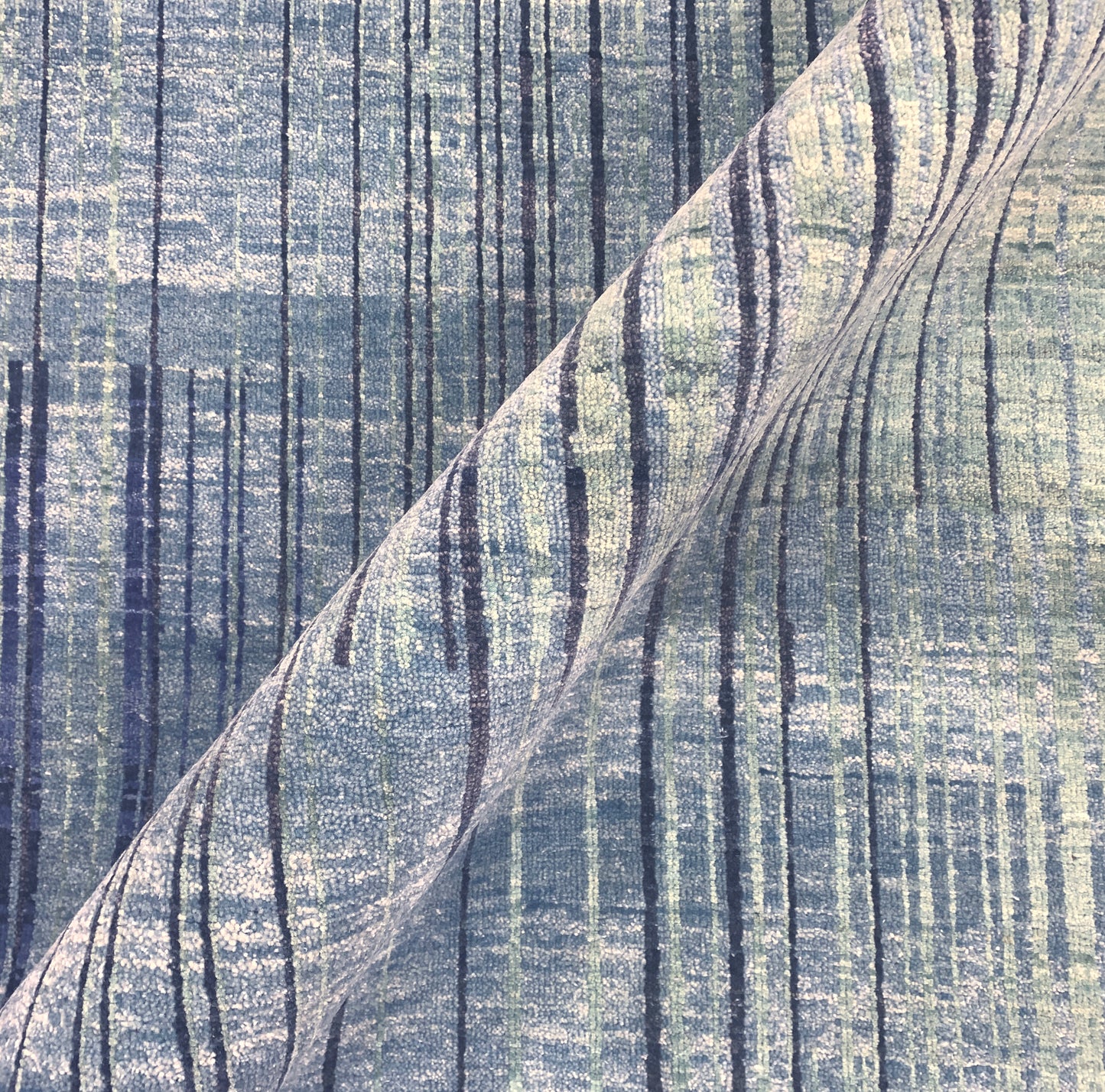 Grey, Blue and Aqua Pure Wool Modern Abstract Handknotted 8.2x12.1Ft 280x367Cms Area Rug