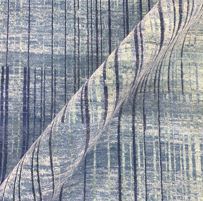 Grey, Blue and Aqua Pure Wool Modern Abstract Handknotted 8.2x12.1Ft 280x367Cms Area Rug