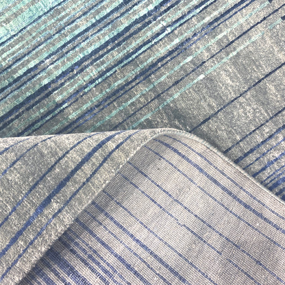 Grey, Blue and Aqua Pure Wool Modern Abstract Handknotted 8.2x12.1Ft 280x367Cms Area Rug
