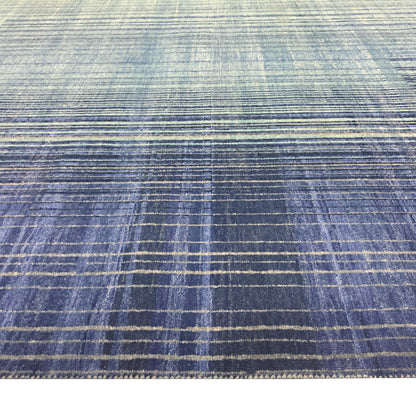 Grey, Blue and Aqua Pure Wool Modern Abstract Handknotted 8.2x12.1Ft 280x367Cms Area Rug
