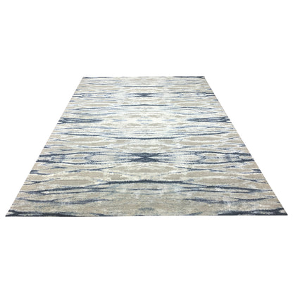 Grey, Blue and Silver Silk and Wool Modern Abstract Handknotted 9.1x12.2Ft 276x370Cms Area Rug