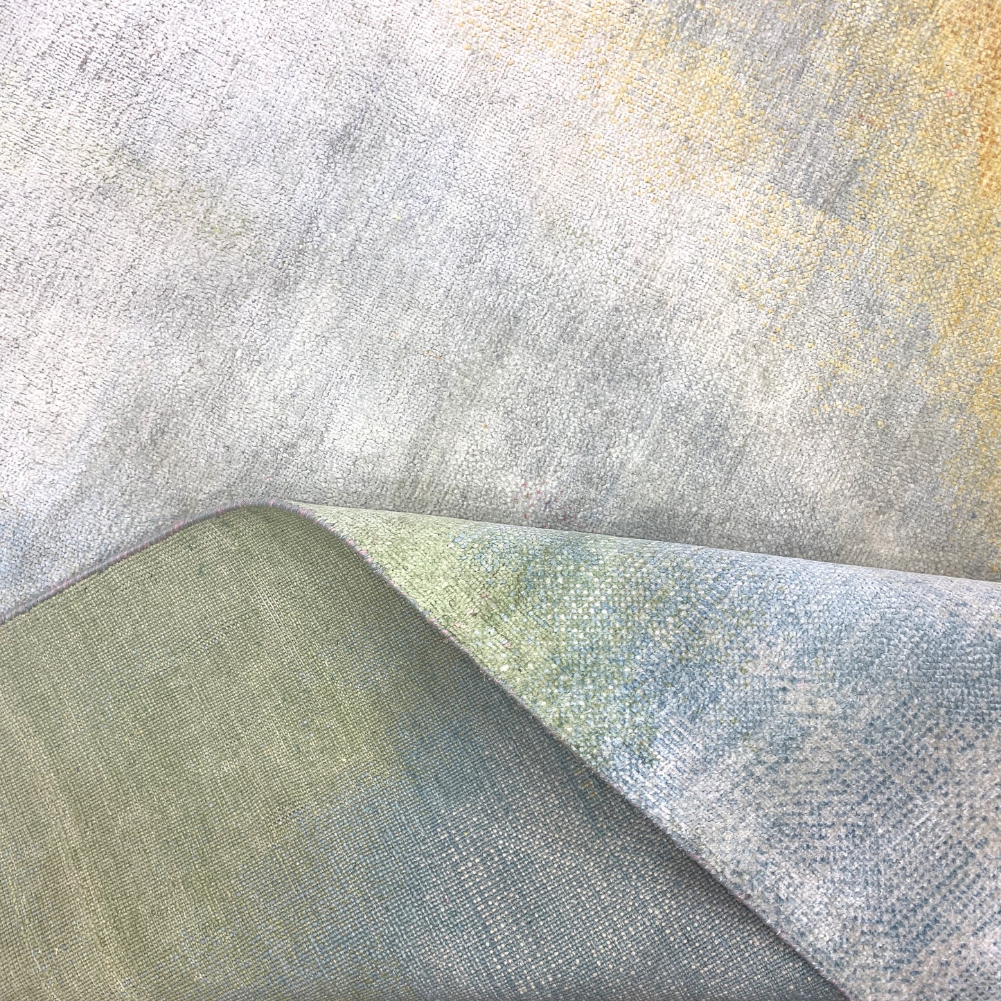 Gold, Aqua Blue and Multy Lucid Art Inspired Blended Silk Modern Handknotted 8.8x11.10Ft 263x360Cms Area Rug