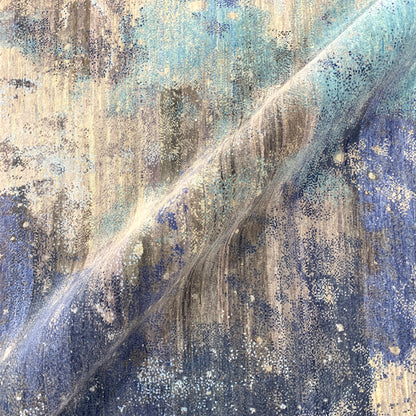 Grey Blue, Pure Wool Modern Abstract Handknotted 9.0x12.3Ft 275x373Cms Area Rug