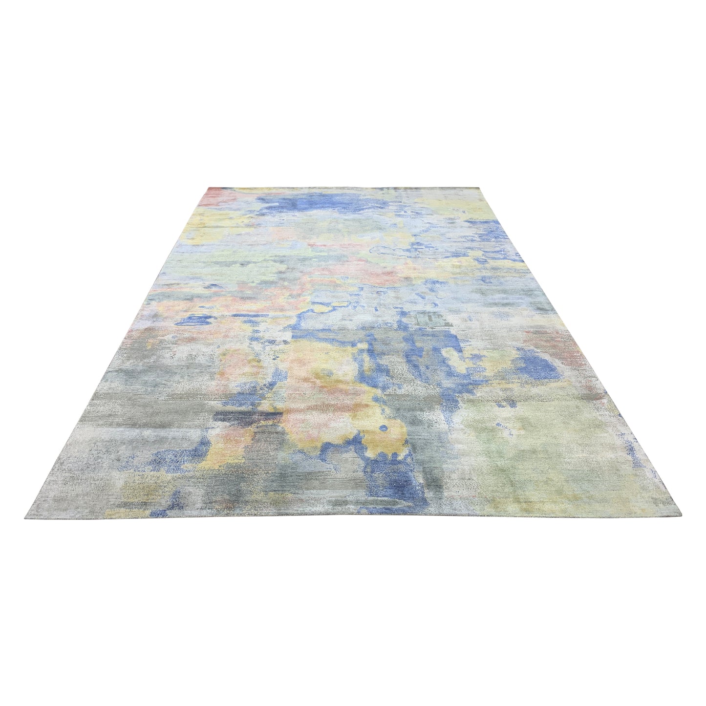 Grey Multy, Blended Silk Modern Abstract Handknotted 8.9x12.0Ft 265x366Cms Area Rug