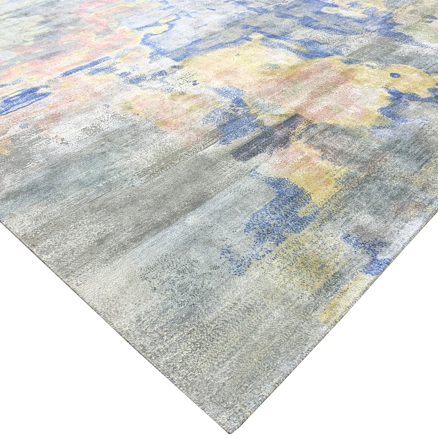 Grey Multy, Blended Silk Modern Abstract Handknotted 8.9x12.0Ft 265x366Cms Area Rug